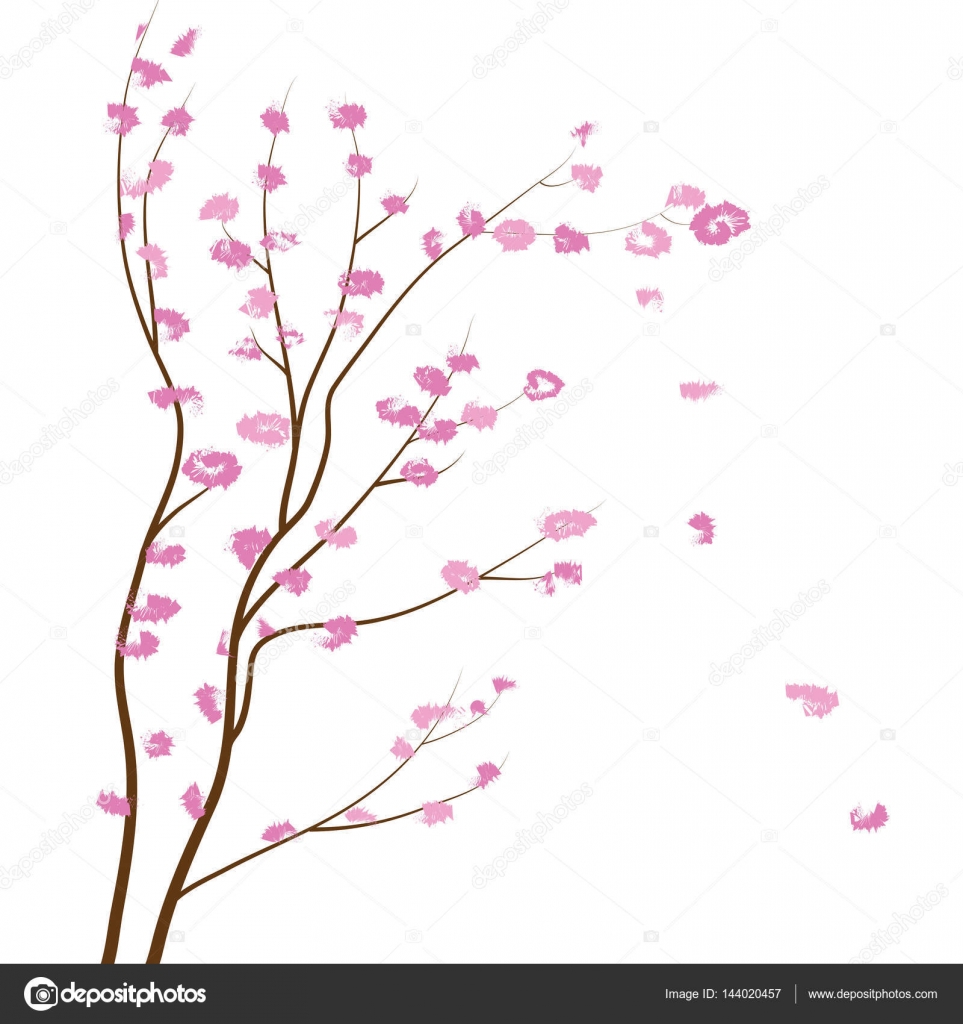 Una vista vectoral della primavera di rosa fiori di pesco — Vettoriali di marcwhite