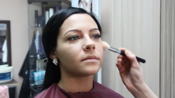 Maquillaje visage estilista — Vídeos de Stock