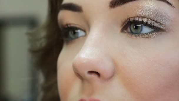 Chica posando en el maquillaje — Vídeos de Stock