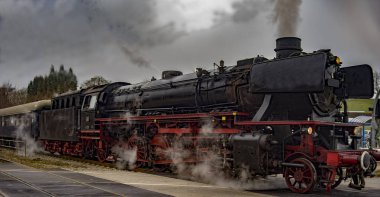 Demiryolu tren siyah vintage buhar powered