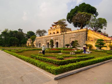 Hanoi, Vietnam 'daki Thang Long İmparatorluk Kalesi manzarası   