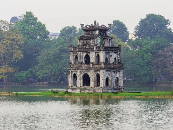 Hanoi Vietnam Daki Hoan Kiem Gölü Ndeki Turist Kulesi Manzarası — Stok fotoğraf