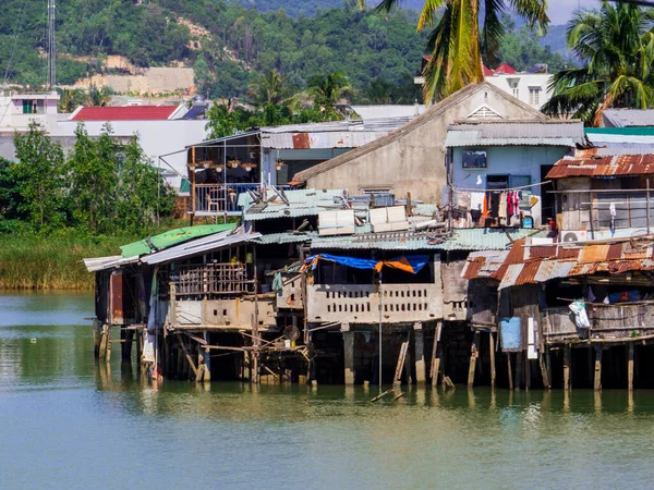 Vietnam Nha Trang Daki Cai Nehri Nde Yüzen Evler — Stok fotoğraf