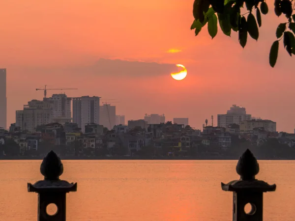 Hanoi Vietnam Diciembre 2019 Puesta Sol Lago Oeste — Foto de Stock