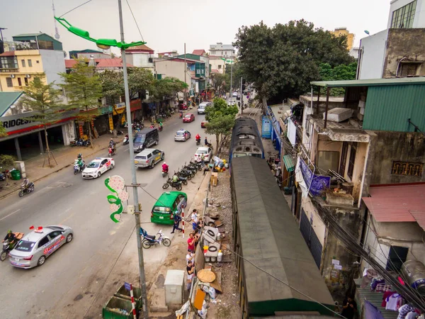 Hanoi Vietnam December 2019 Kilátás Híres Train Street — Stock Fotó