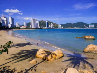 Nha Trang, Vietnam - 22 Aralık 2019: Hon Chong Sahili.