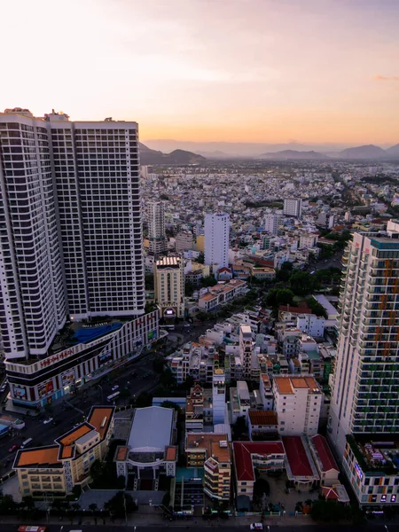 Nha Trang Vietnam Dezember 2019 Sonnenuntergang Luftaufnahme Der Innenstadt — Stockfoto