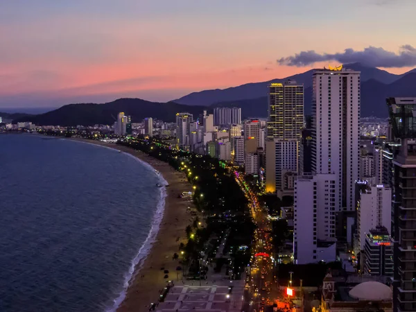 Nha Trang Vietnam Aralık 2019 Günbatımında Şehir Hava Manzarası — Stok fotoğraf