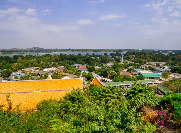 Widok Rzekę Mae Klong Widziany Wat Tham Suea Lub Świątyni — Zdjęcie stockowe