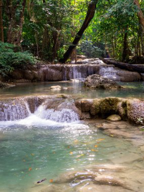 Kanchanaburi, Tayland 'daki Erawan Şelaleleri manzarası