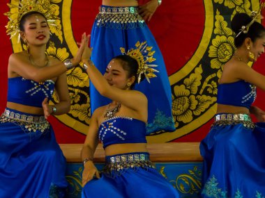 Pattaya, Tayland - 6 Ocak 2020: Padaung kabile köyündeki Kayan halkının dans gösterisi.