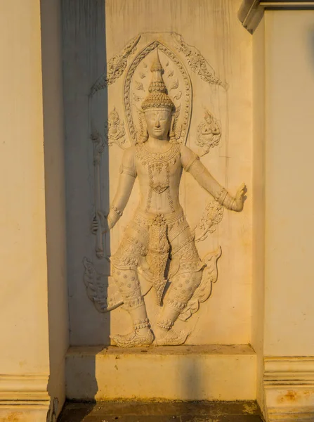 Bas Relief Wall Wat Trai Rattanaram Buddhist Temple Kanchanaburi Thailand — Stock Photo, Image