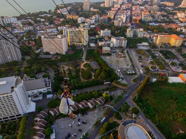 Pattaya Thailand December 2019 Vrouw Die Tower Jump Doet Vanaf — Stockfoto