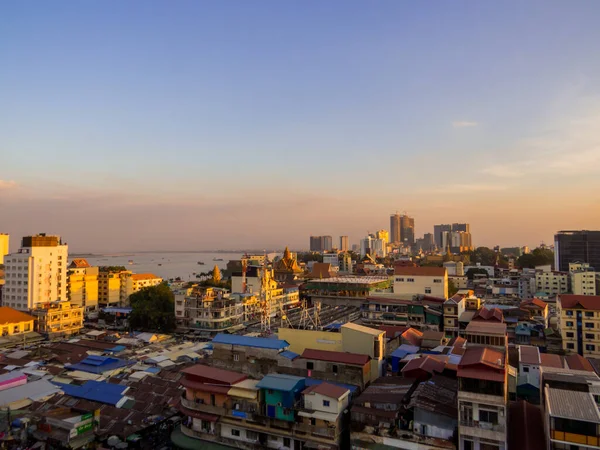 Phnom Penh Camboya Enero 2020 Vista Aérea Ciudad Desde Sky — Foto de Stock