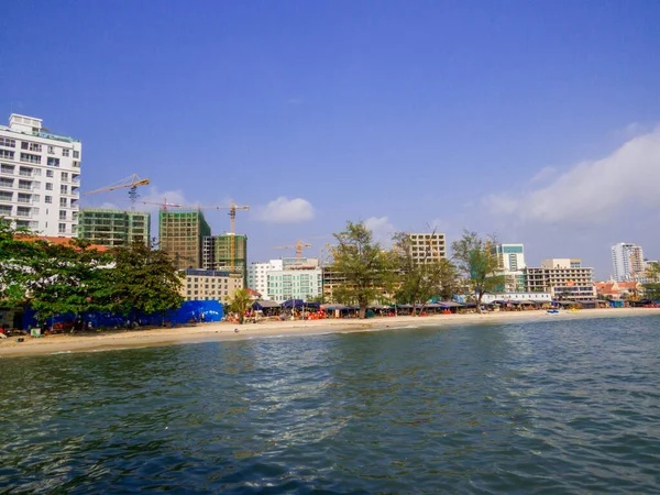 Sihanoukville Cambodia Січня 2020 Вид Пляж Ochheuteal Видно Пірсу Serendipity — стокове фото