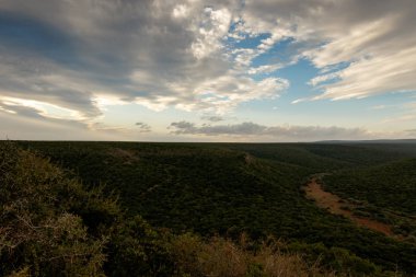 Yeşil alanın üzerinde kara bulutlar