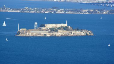 San Francisco, ABD - 4 Ekim 2014: Alcatraz Adası cezaevi Bay