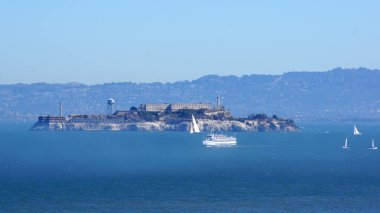 San Francisco, ABD - 4 Ekim 2014: Alcatraz Adası cezaevi Bay