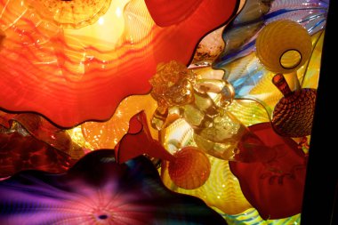 Seattle, Washington, ABD - 23 Ocak 2017: Farsça tavan sergi Amerikalı sanatçı Dale Chihuly Chihuly cam ve Bahçe Müzesi tarafından.