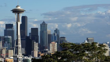 Seattle, Washington State, Amerika Birleşik Devletleri - 10 Ekim 2014: Skyline panorama görünümünden Kerry Park gün boyunca