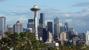 Seattle, Washington State, Amerika Birleşik Devletleri - 10 Ekim 2014: Skyline panorama görünümünden Kerry Park gün boyunca