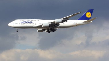 Frankfurt, Almanya - 28 Şubat 2015: Lufthansa Boeing 747 - Msn 37829 - D-Abyd, Mecklenburg-Vorpommern Frankfurt Uluslararası Havaalanı Fra açılış adlandırılan. Ünlü ve güçlü uçak
