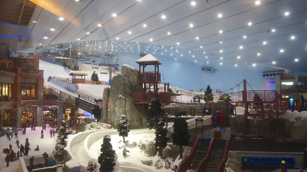 Dubai, Birleşik Arap Emirlikleri-30 Mart, 2014: Alpler Kayak Dubai. Ski Dubai, 22.500 metrekare kapalı kayak alanına sahip kapalı bir kayak tesisidir. Emirates Mall 'ın bir parçasıdır