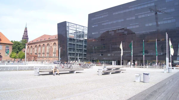 COPENHAGEN, DENMARK - JUL 06th, 2015: The Black Diamond, The Copenhagen Royal Library Det Kongelige Bibliotek is the national library of Denmark in Copenhagen Royalty Free Stock Photos