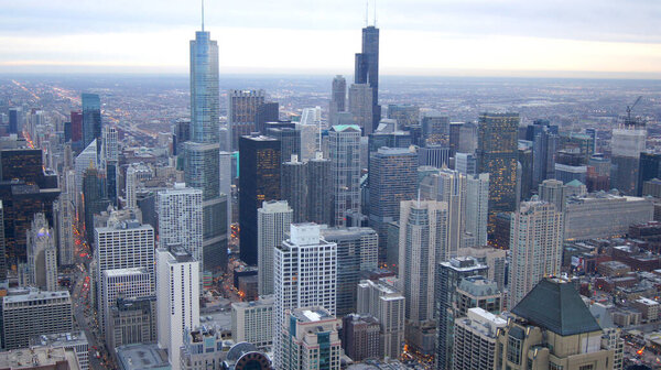 CHICAGO, ILLINOIS, UNITED STATES - DEC 11th, 2015: View from John Hancock tower fourth highest building in Chicago.