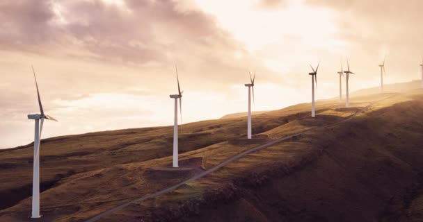 Wind turbines on hill — Stock Video