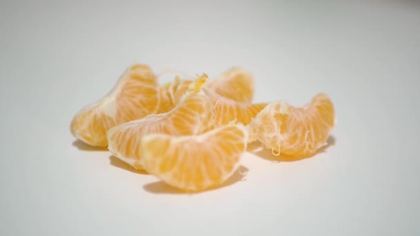Stop Motion with Oranges Slices on the Kitchen Table — Stock Video