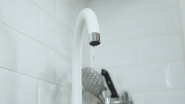 Kitchen Sink Pipe Linking Drops of Water Faucet Wasting Water — 비디오