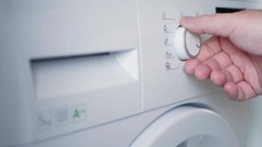 Housekeeper Push Power Off Button and Stop Laundry Machine Activity, Laundry machine Activity