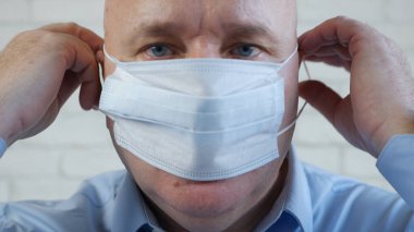 Person Wearing a Face Protection Mask Against Contamination with Coronavirus, Prevention for Infectious and Contagious Diseases