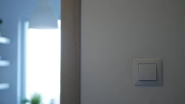 Imagem com luzes Interruptor On-Off Painéis na parede do escritório, Home Design de interiores — Fotografia de Stock