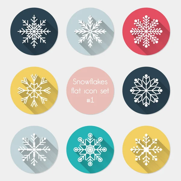 Snowflake flat icon set one — Stock Vector