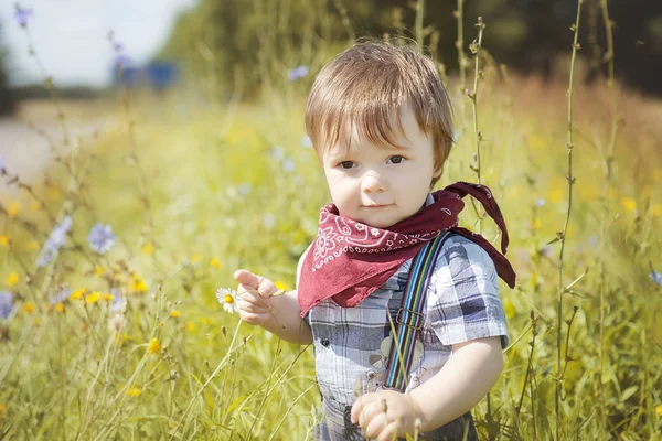 Niño pequeño caminando en el jardín —  Fotos de Stock