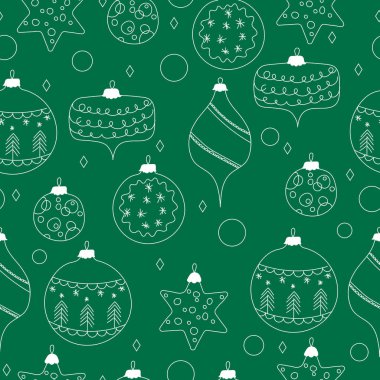 Noel oyuncakları yeşili ile kusursuz bir arkaplan