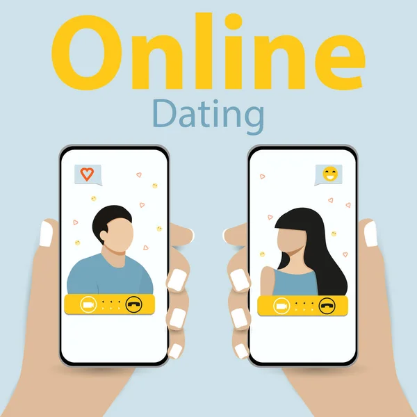 Online Dating Liefde Vriendschap Virtuele Relaties Tieners Zijn Afhankelijk Van — Stockvector