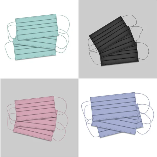 Цветные Маски Безопасности Дыхания Промышленная Защитная Маска Пылезащитный Респиратор Дыхательная — стоковый вектор