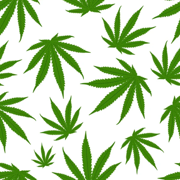 Cannabis Leaves Pattern Background Marijuana Vector Seamless Pattern — Stock Vector