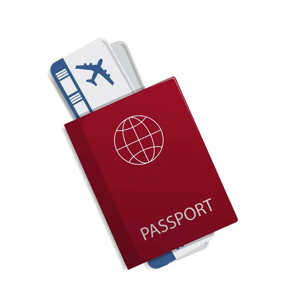 Vektorpass Med Biljetter Flygresor Koncept Flat Design Medborgarskap För Resenären — Stock vektor