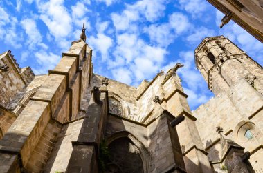 Barcelona 'nın Gotik Mahallesi' nin Carrer del Bisbe Sokağı.