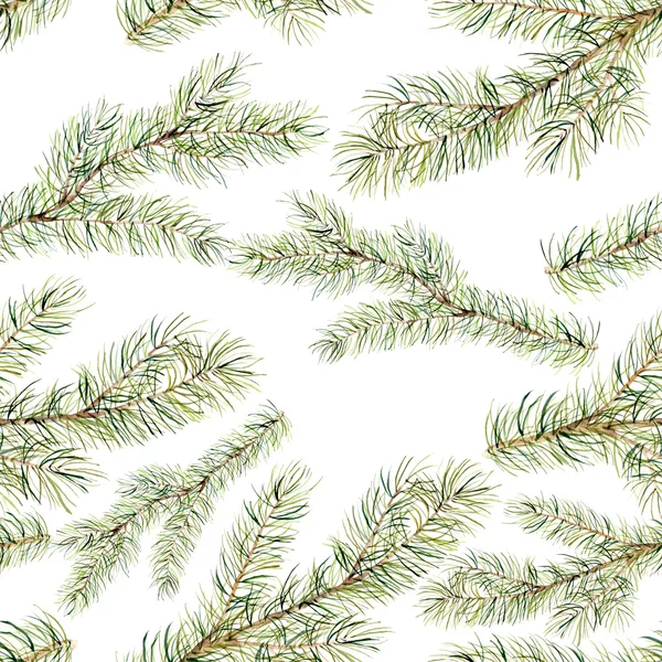 수채화 전나무 완벽 한 패턴입니다. 디자인, 인쇄에 대 한 크리스마스 트리 장식 또는 배경 — 스톡 사진