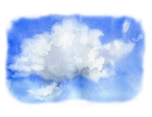 Cielo de acuarela con nube. Ilustración de naturaleza pintada a mano. Para diseño, impresión o fondo —  Fotos de Stock