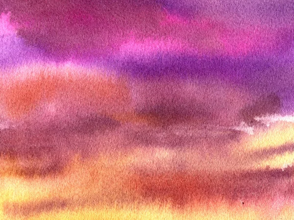 Aquarel achtergrond: Purple hemel met wolken. — Stockfoto