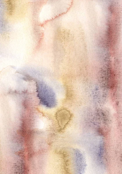 Aquarel abstracte achtergrond met donkerblauwe, roze, beige en gele vlekken. Met de hand geschilderde pastel illustratie geïsoleerd op witte achtergrond. Voor ontwerp, bedrukking, stof of ondergrond. — Stockfoto