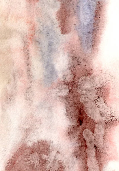 Aquarel abstracte achtergrond met blauwe, roze en donkerrode vlekken. Met de hand geschilderde pastel illustratie geïsoleerd op witte achtergrond. Voor ontwerp, bedrukking, stof of ondergrond. — Stockfoto