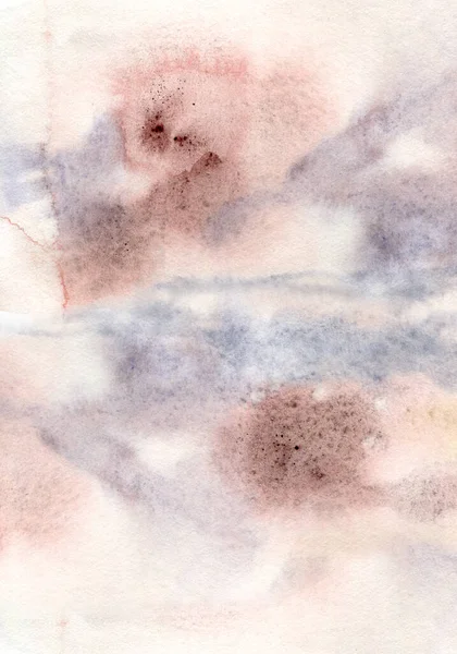 Watercolor abstract background with blue, pink, gray and red spots. Hand painted pastel illustration isolated on white background. For design, print, fabric or background. — Stock Photo, Image