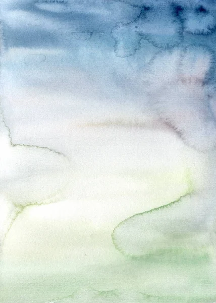 Aquarel abstracte achtergrond met donkerblauwe, groene en witte vlekken. Met de hand geschilderde pastel illustratie. Voor ontwerp, bedrukking, stof of ondergrond. — Stockfoto